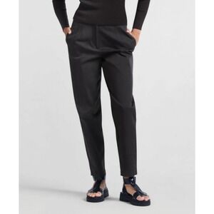 YAYA Cotton High Waist Trousers Phantom Gray Tapered Leg Womens Size US 8